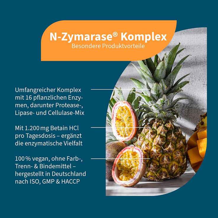 N-Zymarase Komplex Enzyme + Betain HCL Kapseln, 90 St