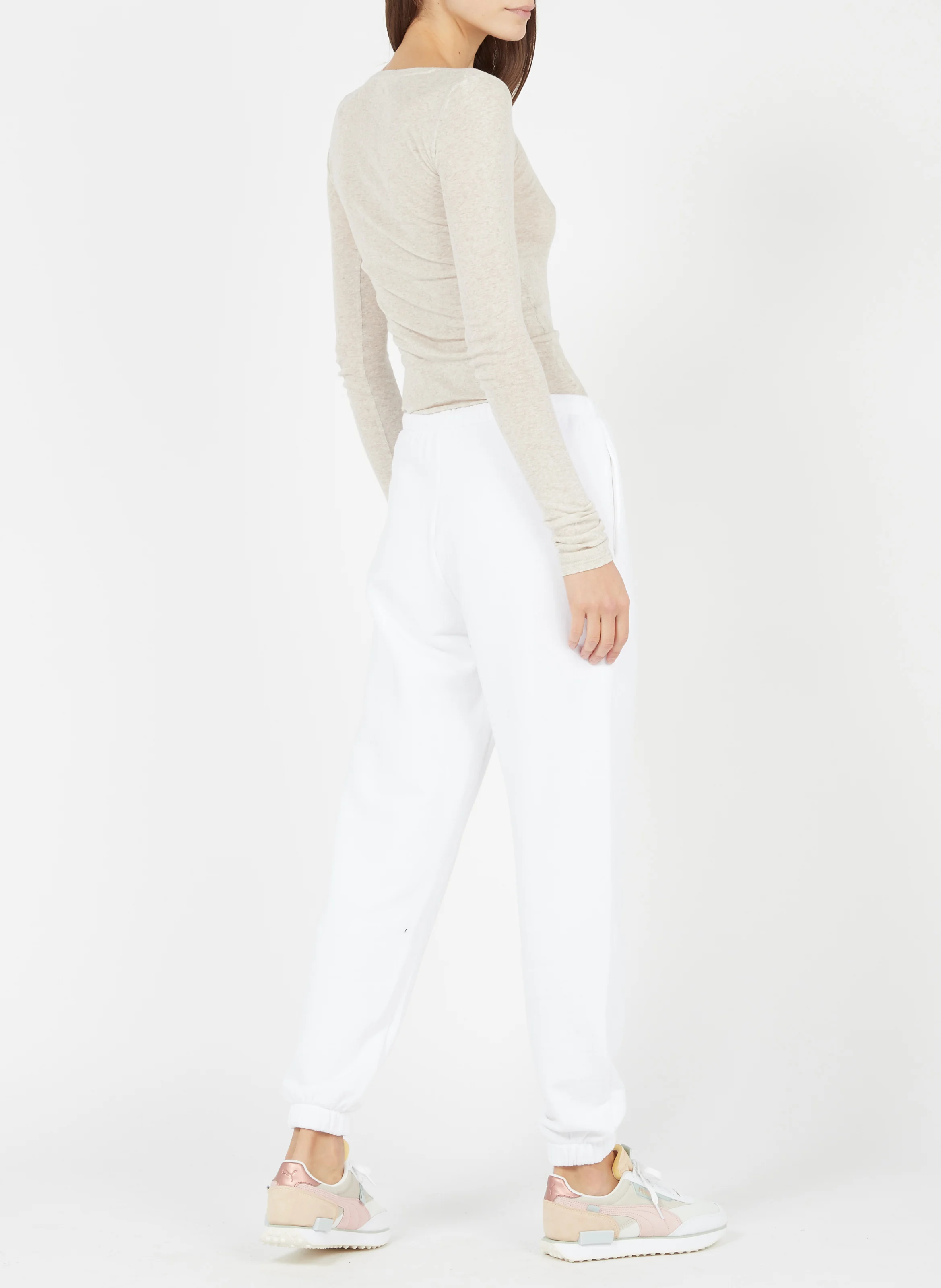 MASSACHUSETTS - Tee-shirt moulant à col rond en coton | Beige