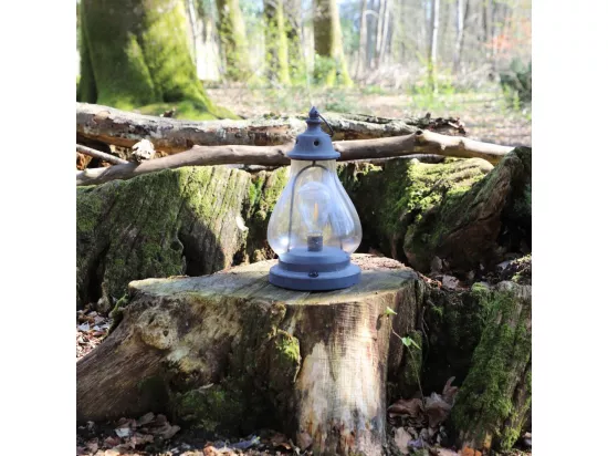 Lanterne pétrole jardin à poser bougie industrielle métal gris 34cm