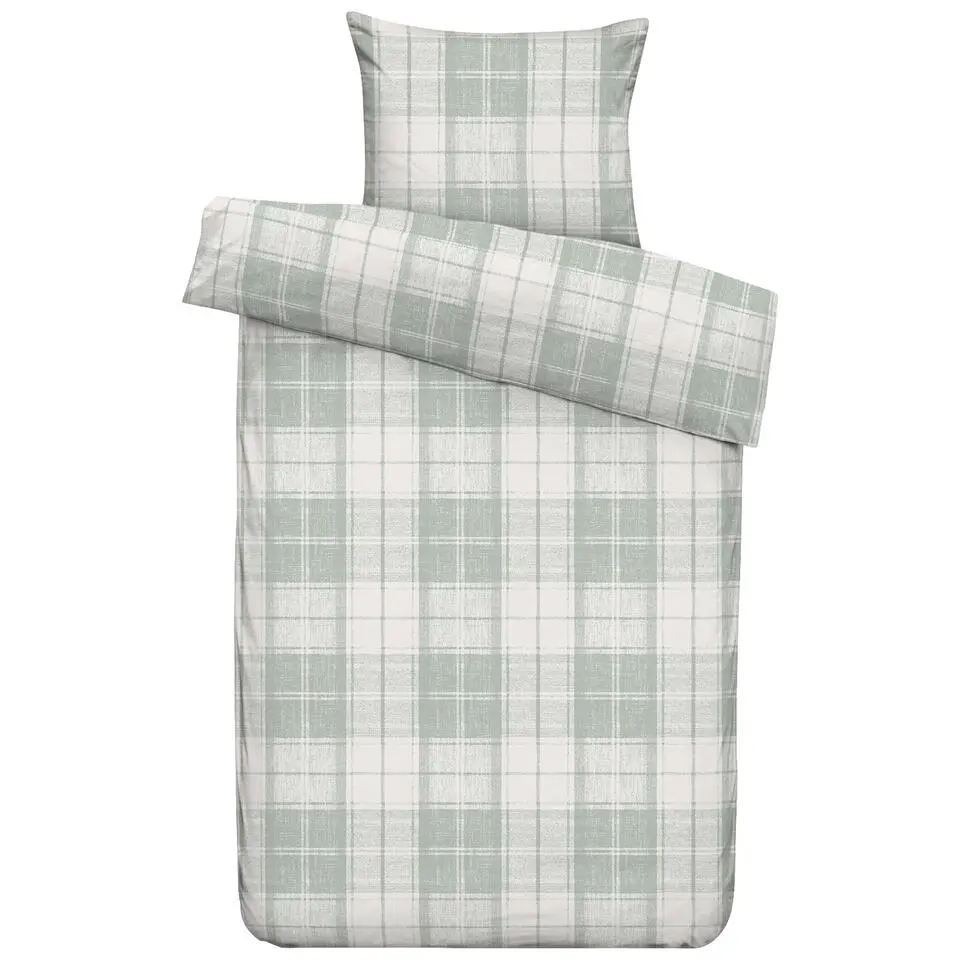 Dekbedovertrek Laurens - off-white/groen - 140x200/220 cm