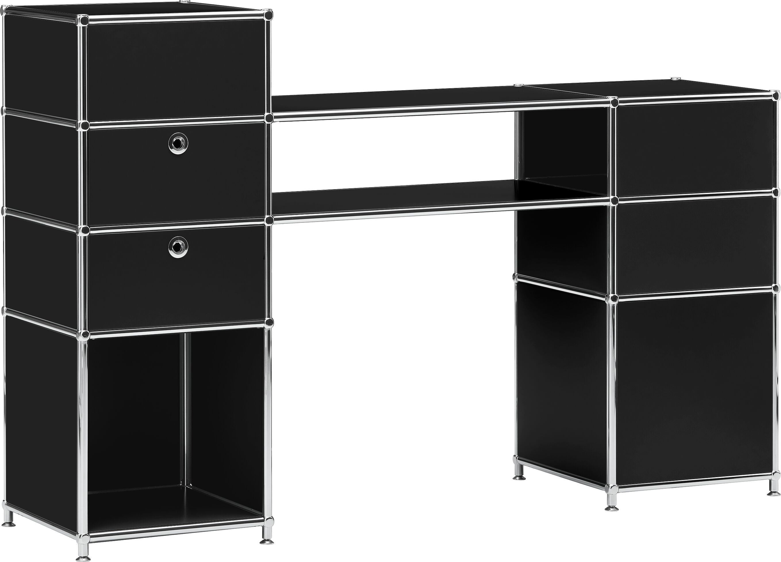 FLEXCUBE Schreibtisch - Schwarz / B: 152.0 cm x T: 40.0 cm x H: 100.0 cm