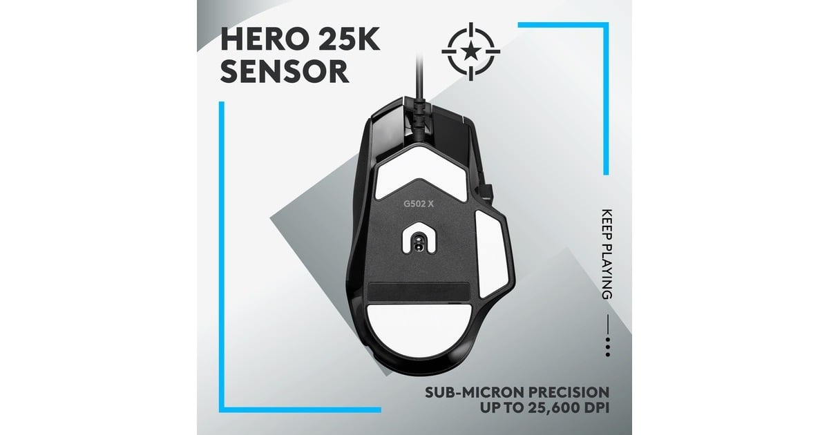 LogitechG502 X Gaming Mouse  (Zwart, 100 - 25.600 DPI)