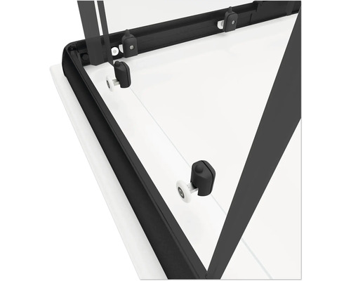 Hoekinstap SCHULTE Sunny ExpressPlus 75 - 90 cm, profielkleur zwart, glasdecor Depoli Light