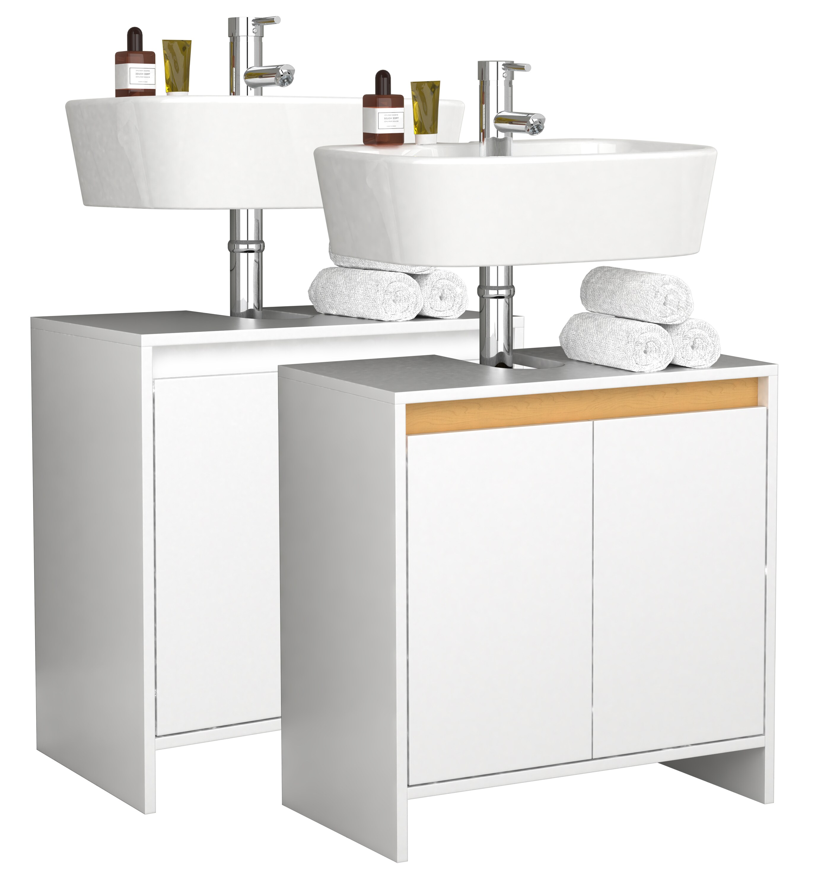 VCM Badmöbel Badunterschrank Waschbeckenunterschrank Badezimmer Malira Drehtüren