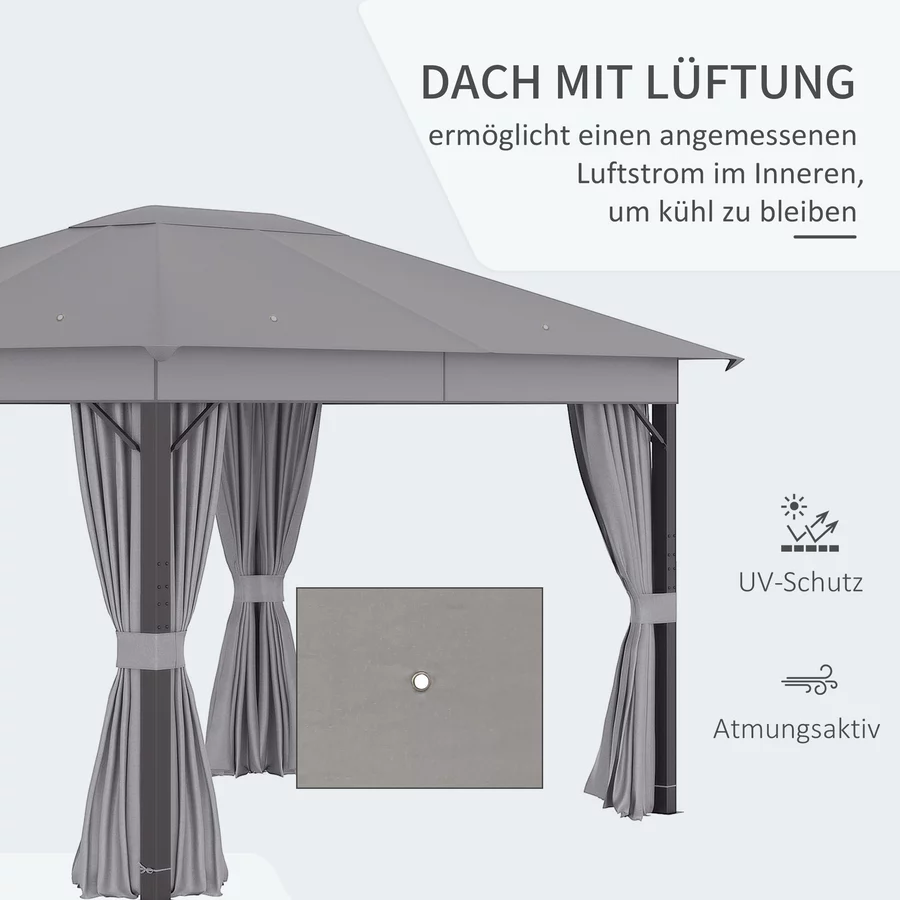 Outsunny Pavillon mit Seitenwänden grau