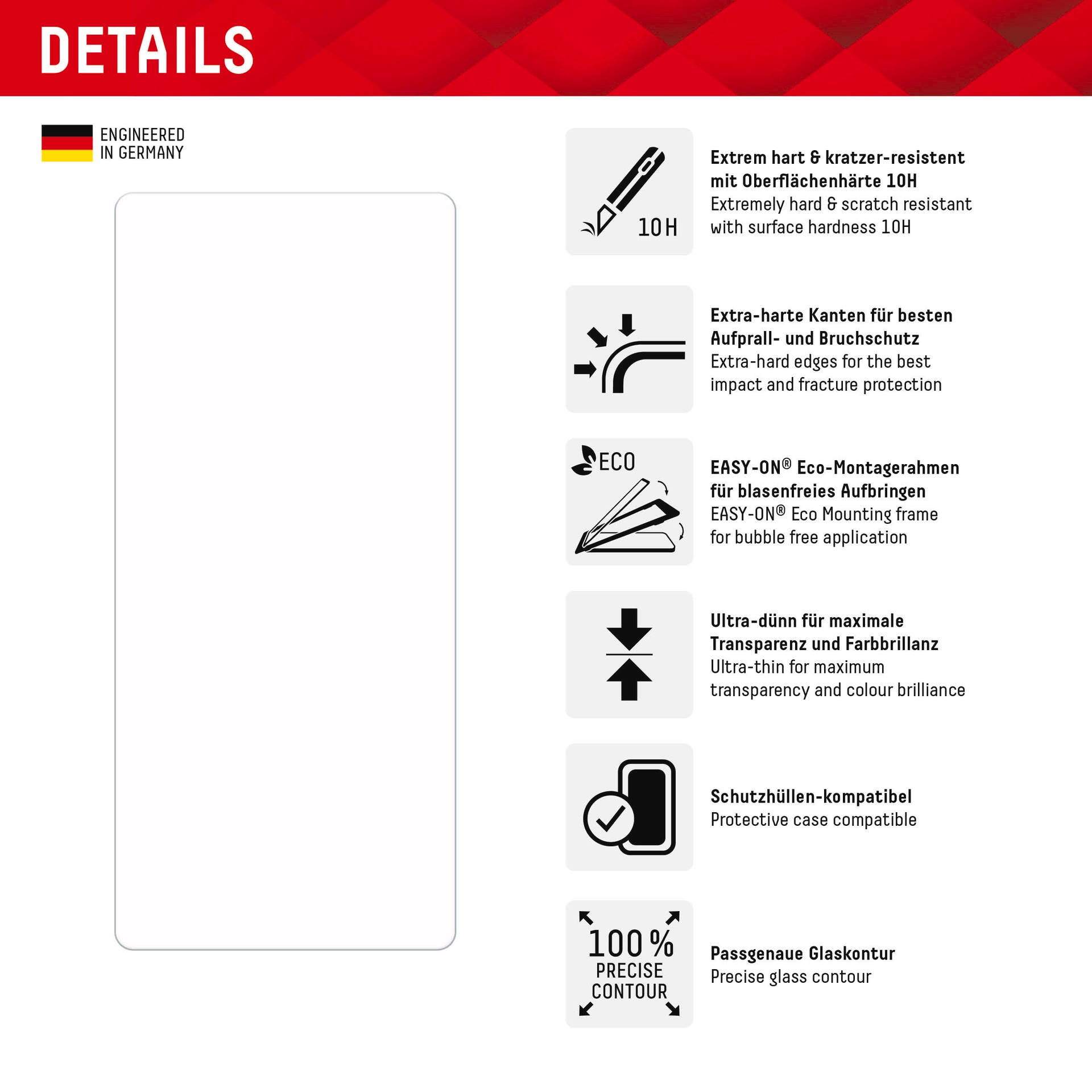 Displex Displayschutzglas »Real Glass - Google Pixel 7« Displayschutzfolie Displayschutz kratzer-resistent 10H splitterfest