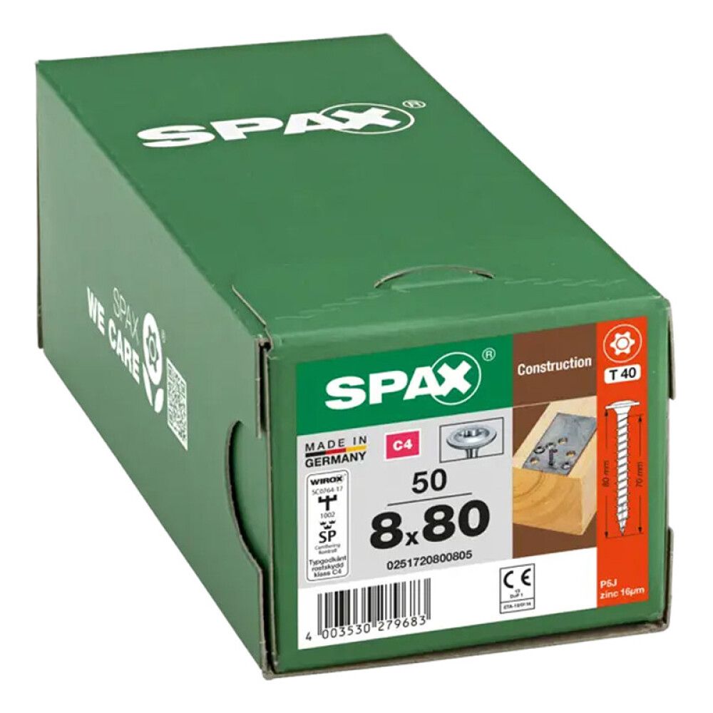 STRUKTURSKRUE SPAX T-STAR PLUS HI.FORCE C4 T40 8X80MM 50STK