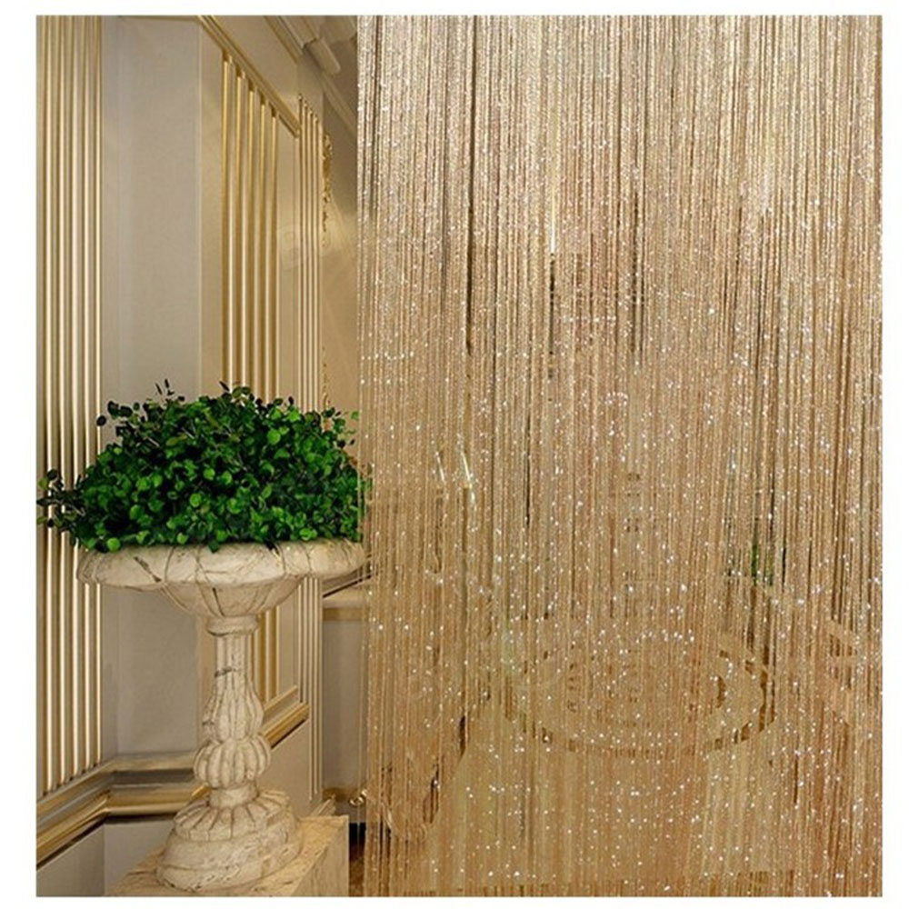 (100x200cm) Faden Vorhang Home Deko Glänzender Türvorhang Party Accessoire - Rosa / Silber