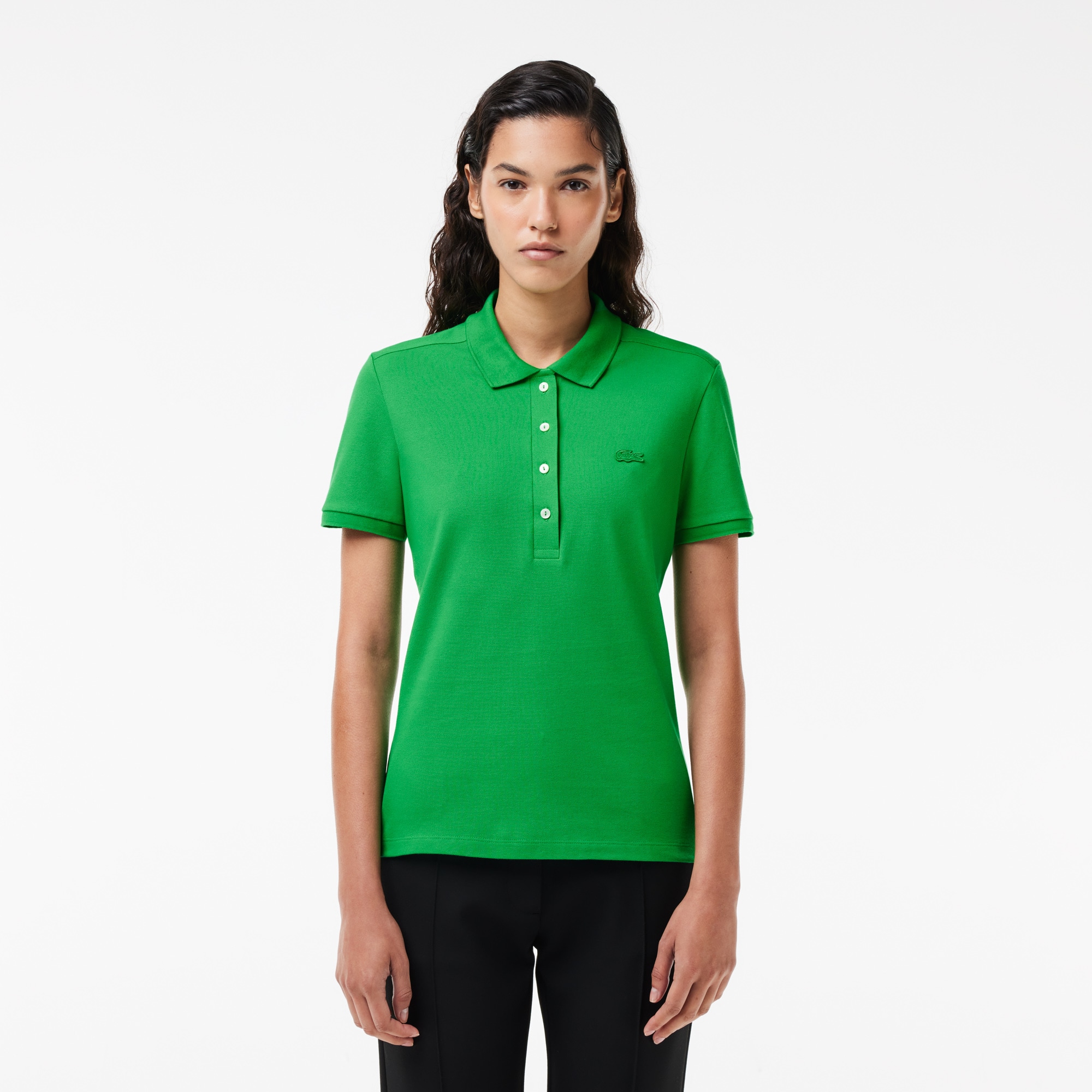 Polo L.12.D slim fit en mini piqué stretch Manches Courtes - Vert - Lacoste - Femme