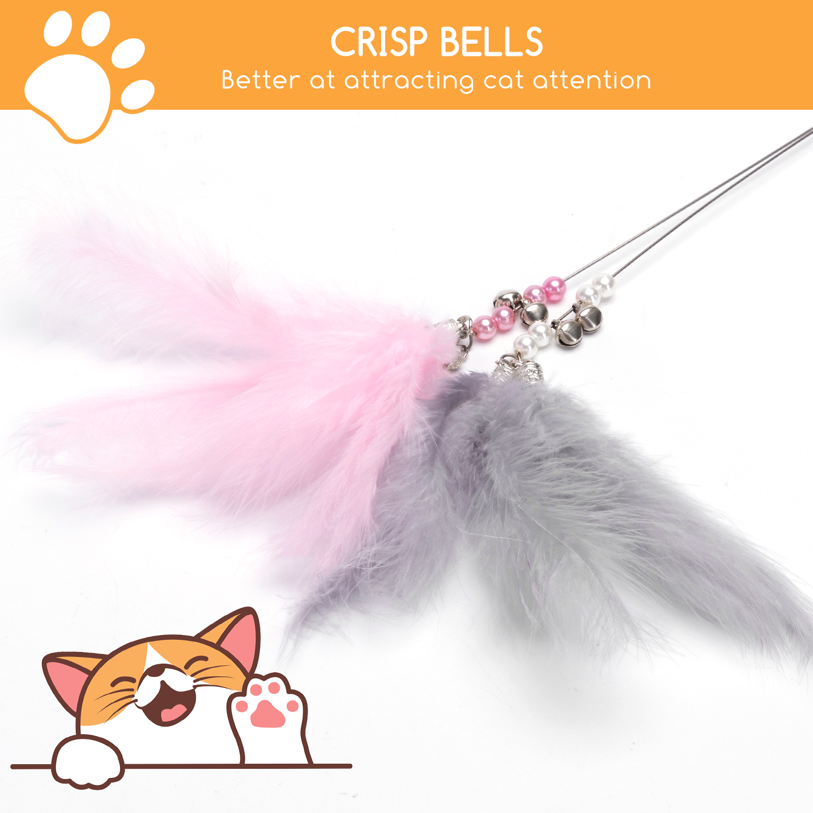 Brinquedo de Pena para Gatos Nobleza-Cat Teasing Stick (2 peças), Brinquedo de Pena Interativo para Gatos