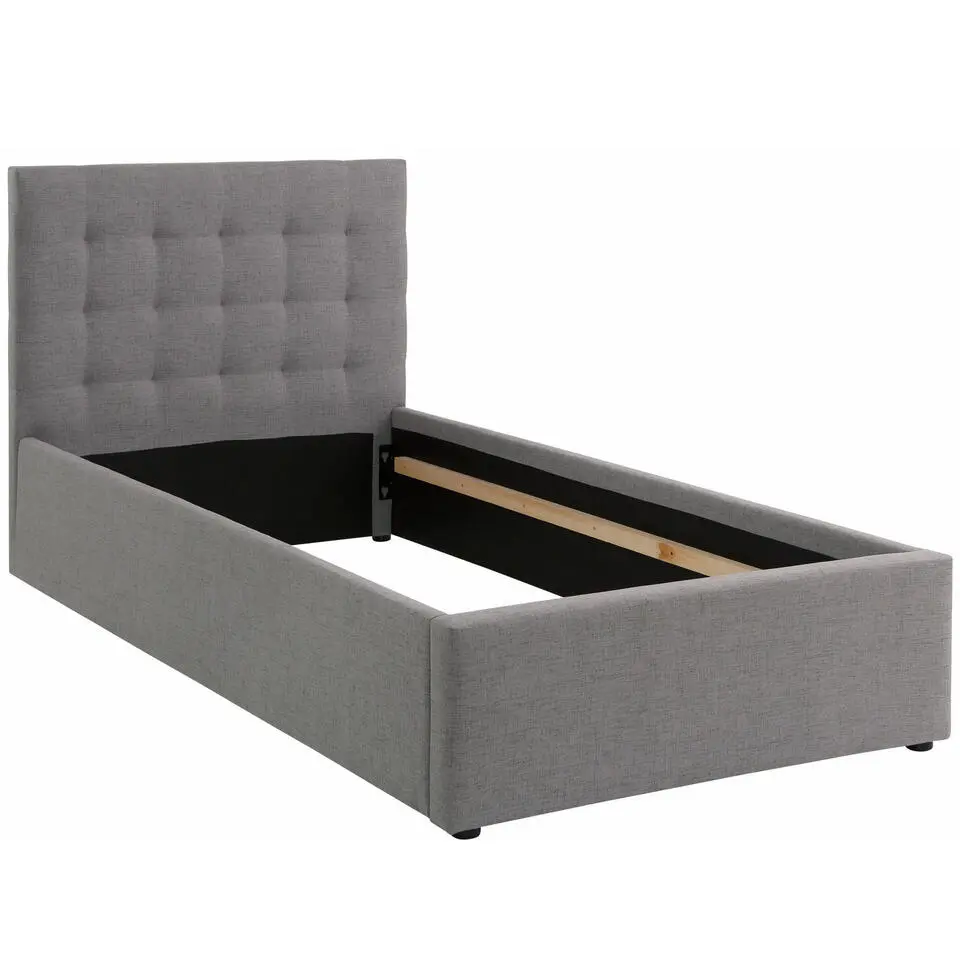 Hamar - Bed 100x200 cm in grijze stof