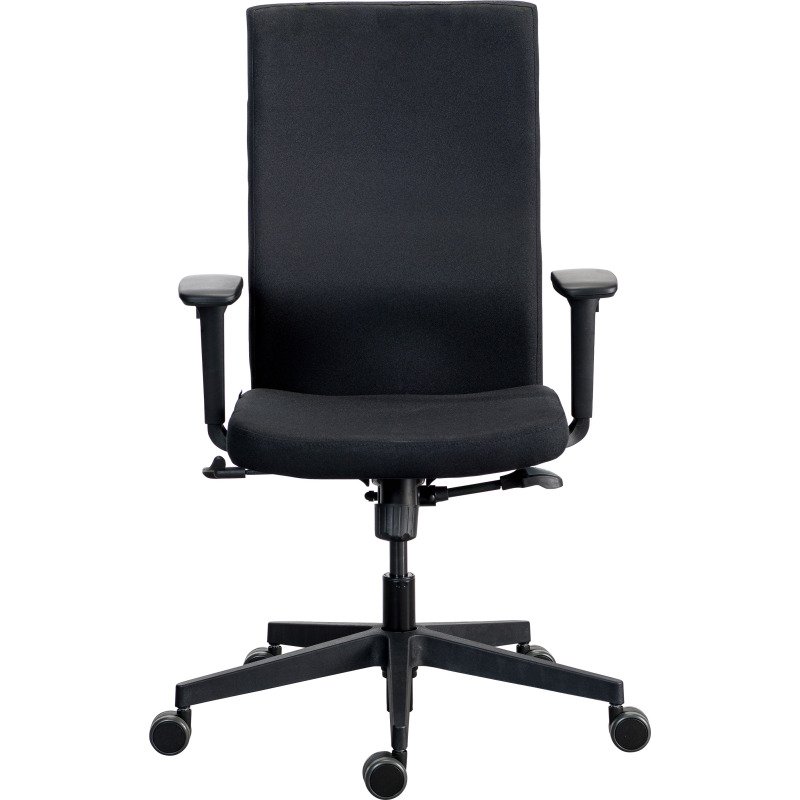 Chaise de bureau ergonomique TEAM PLUS, tissu, avec accoudoirs 1D, mécanisme synchrone, pieds noirs