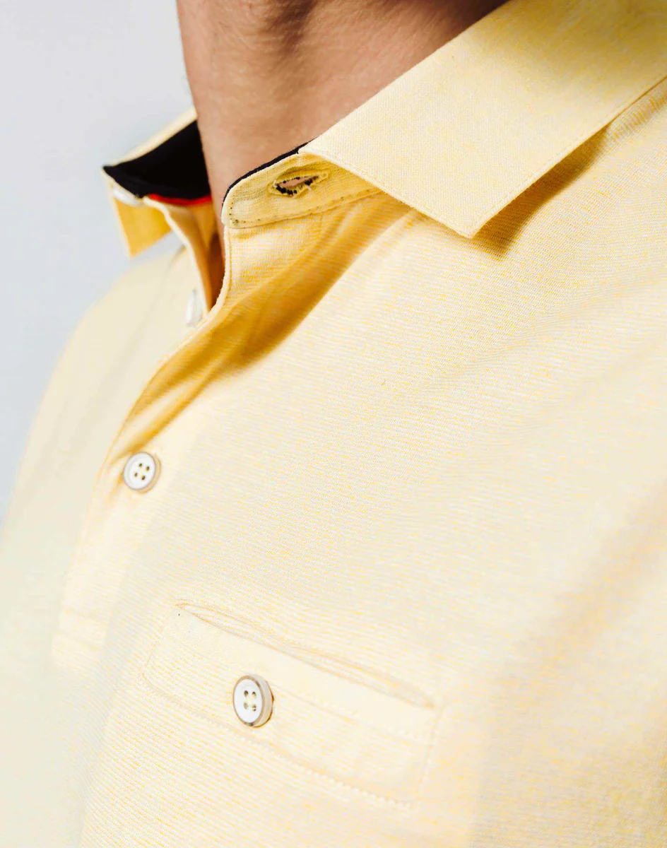 Polo Jaune Fines Rayures