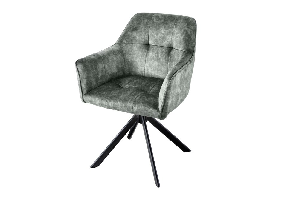 riess-ambiente Stuhl LOFT - grün Samt drehbar Metallgestell schwarz mit Armlehne