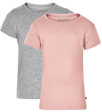Minymo T-Shirt - 2er-Pack - Rosa/Grau