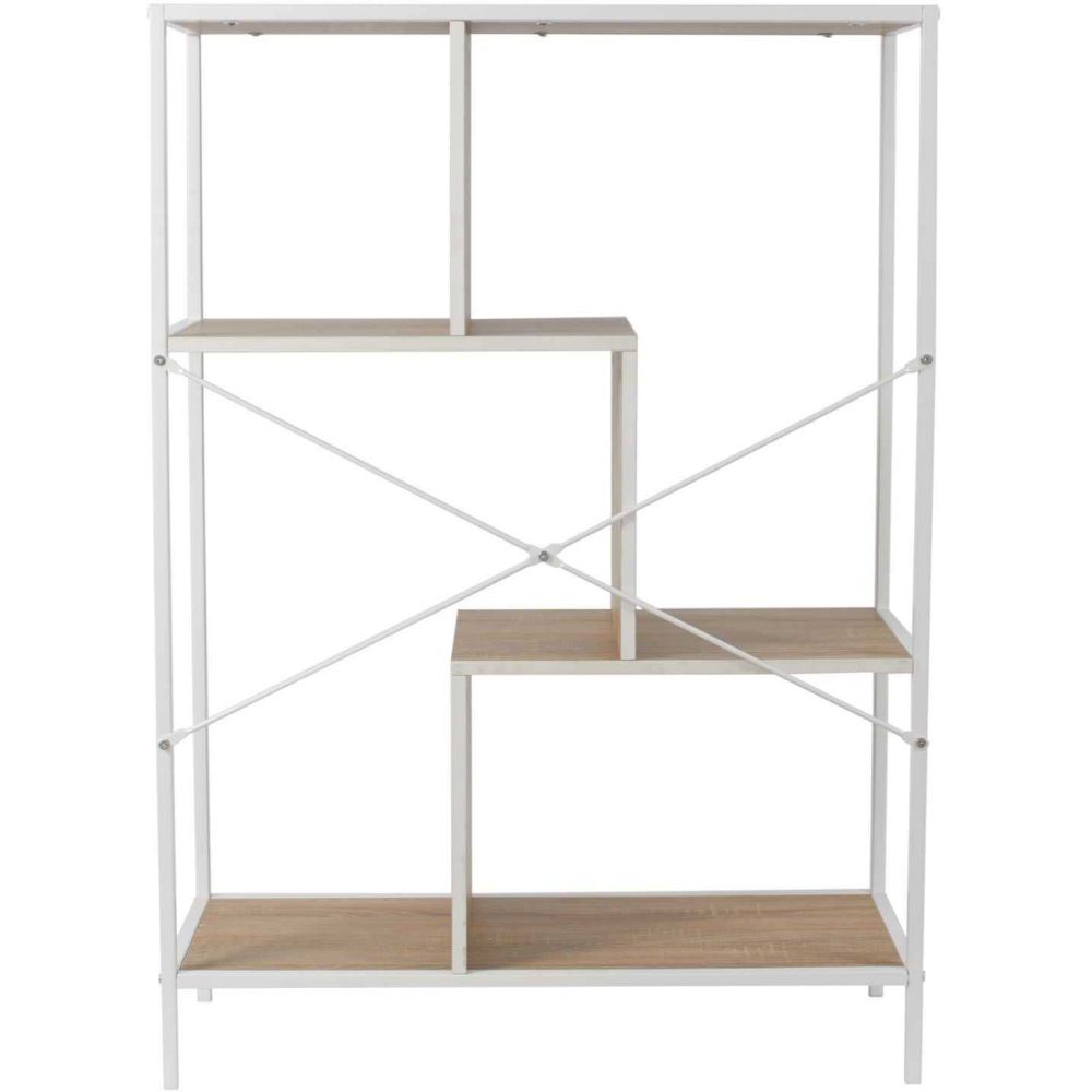 Etagère en bois et métal blanc edison 80 x 30 x 113 cm