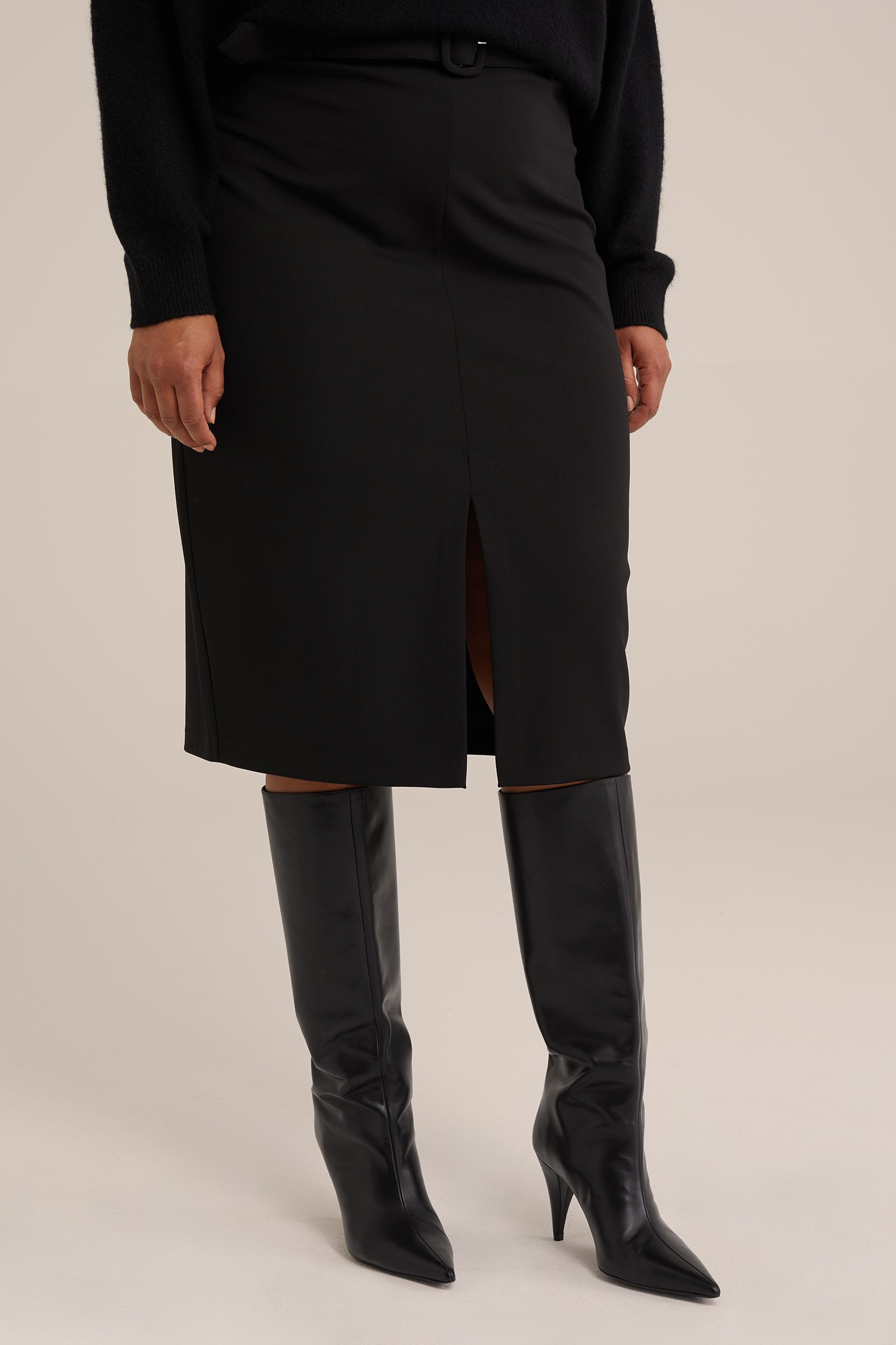 rok met ceintuur - Curve WE Fashion Zwart