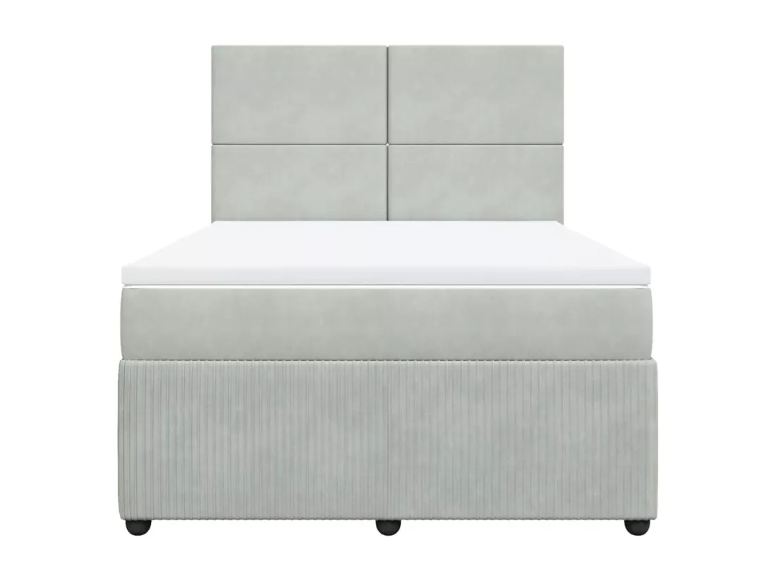 Sommier à lattes de lit et matelas Gris clair 140x190cm Velours