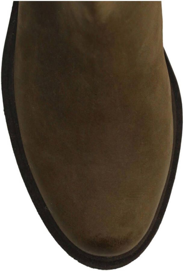 Manfield Dames Donkergroene nubuck chelsea boots