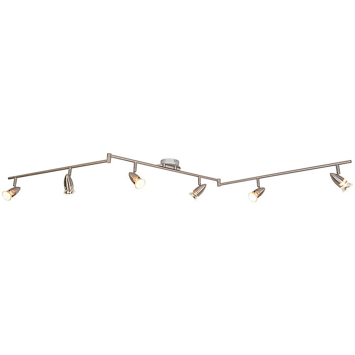 Réglette spot 6 lumières GU10 7W GoodHome Aspis nickel satiné L.134 x L.55 x H.16 cm