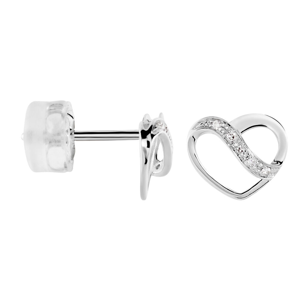 Boucles D'oreilles Puces Or Blanc Juliane Diamants
