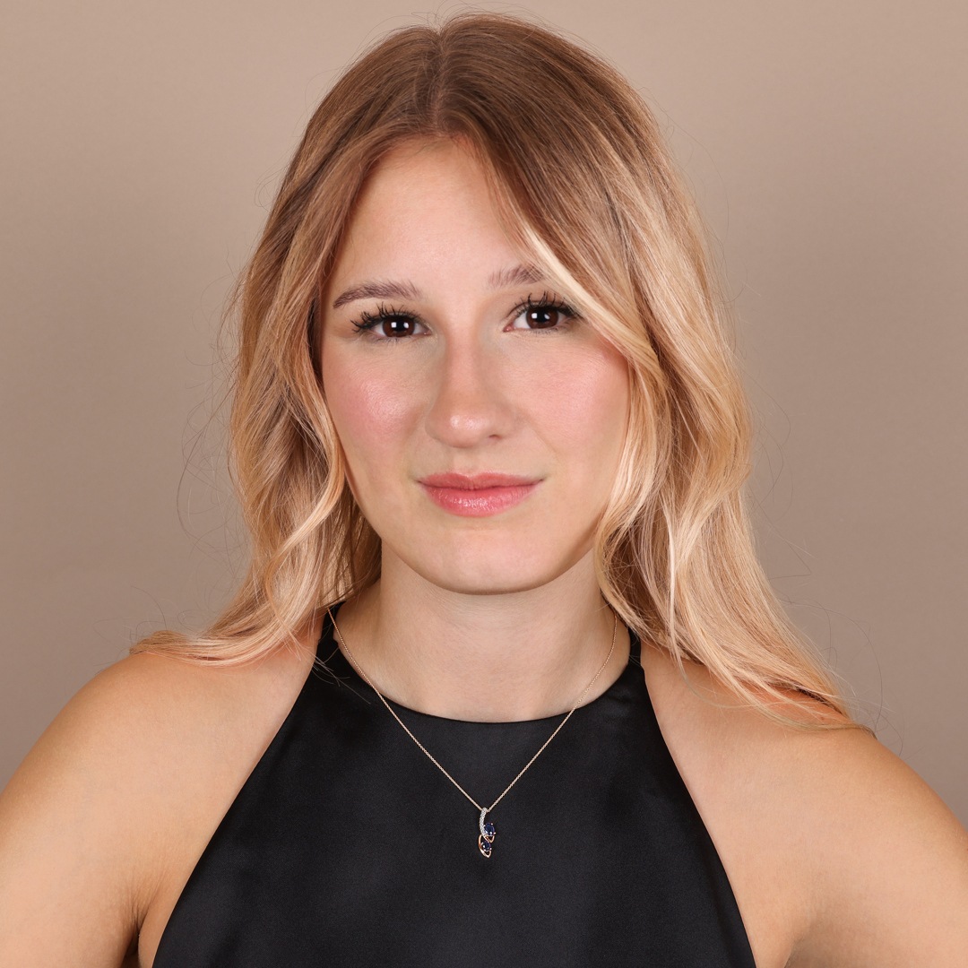 Anhänger 750/18 K Roségold mit Saphiren & Diamanten 0.06 ct H/si