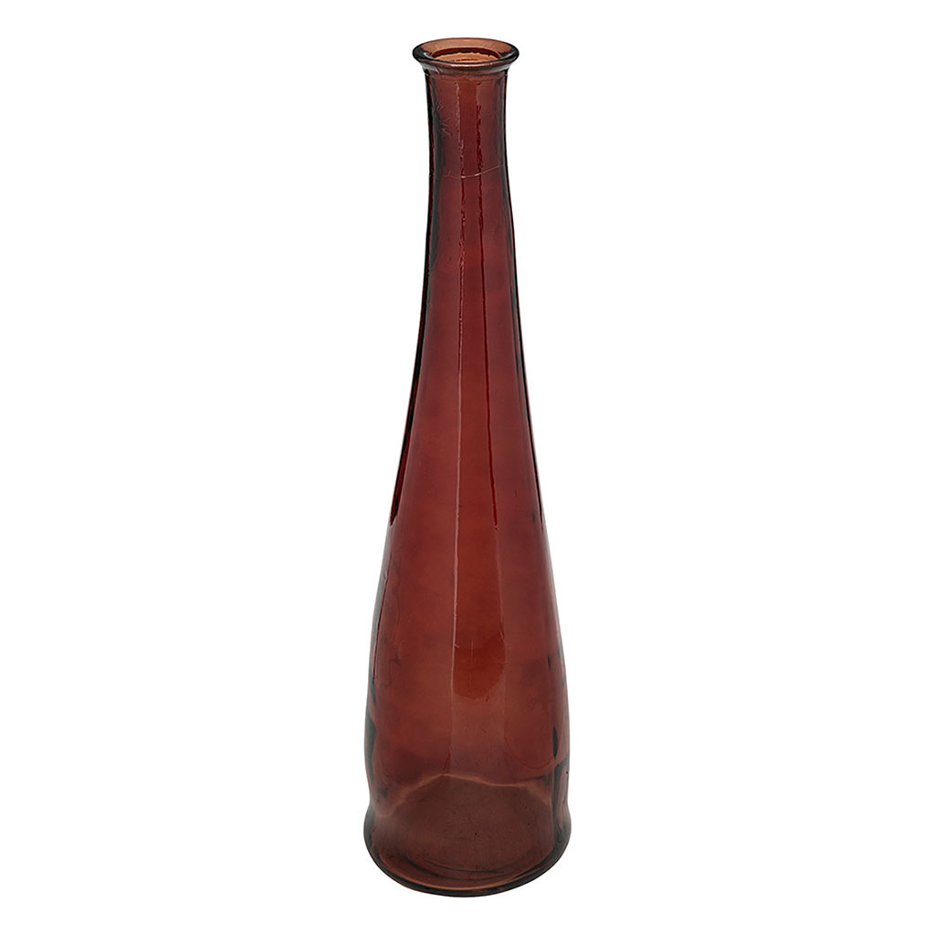 Vase décoratif long verre recyclé ambre H 80cm