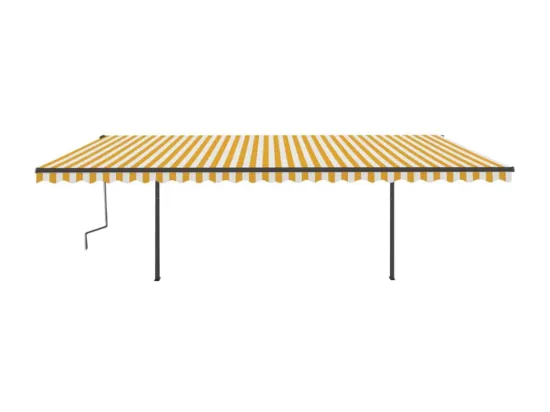 Auvent manuel rétractable avec poteaux 6x3 m Jaune et blanc