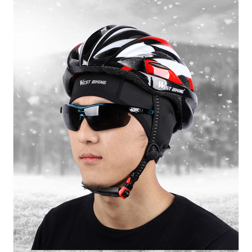 Outdoor Fleece Mütze Wintersport Kappe mit Brillenloch - Schwarz
