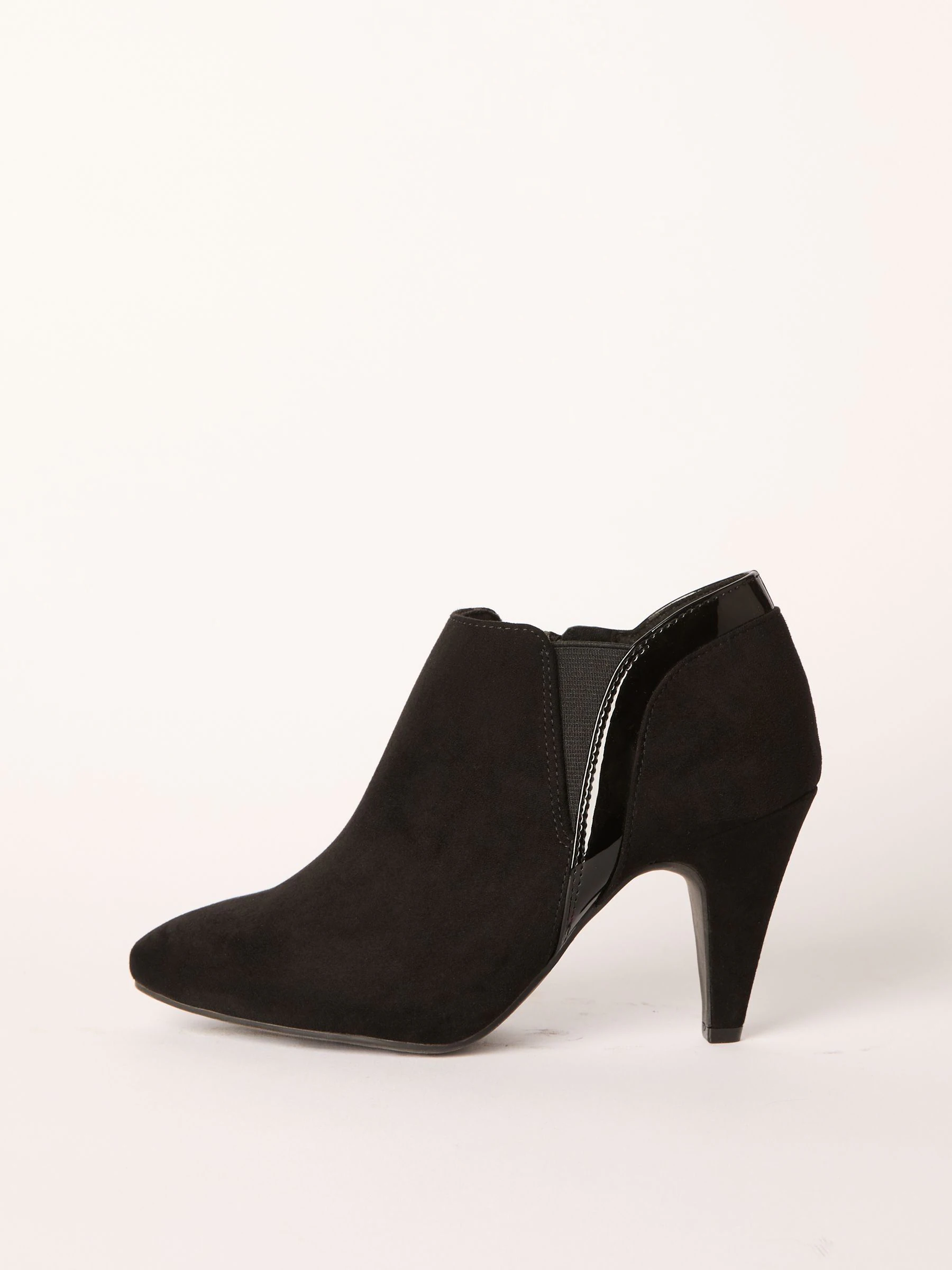 Zwart - Friends Like These Mid Heel Mix Material Ankle Boots