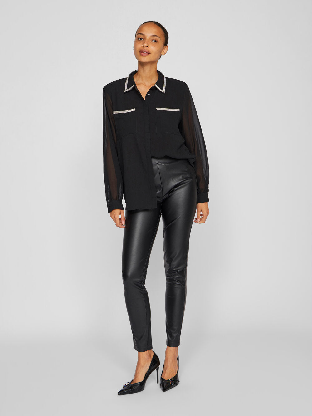 Vila  Vianlis L/S skjorte - Black Beauty