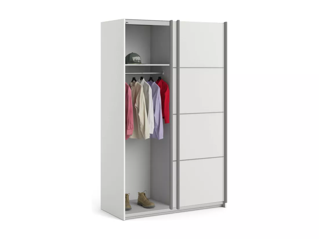 Garde-robe 2 portes NancyWake, Meubles de chambre, Penderie de plain-pied, Placard à vêtements, 122x64 h202 cm, Blanc