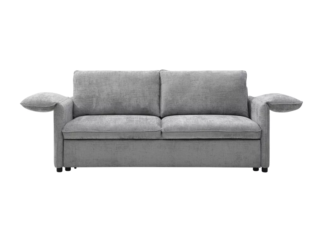 Canapé 3 places convertible en tissu texturé gris ALPARETO