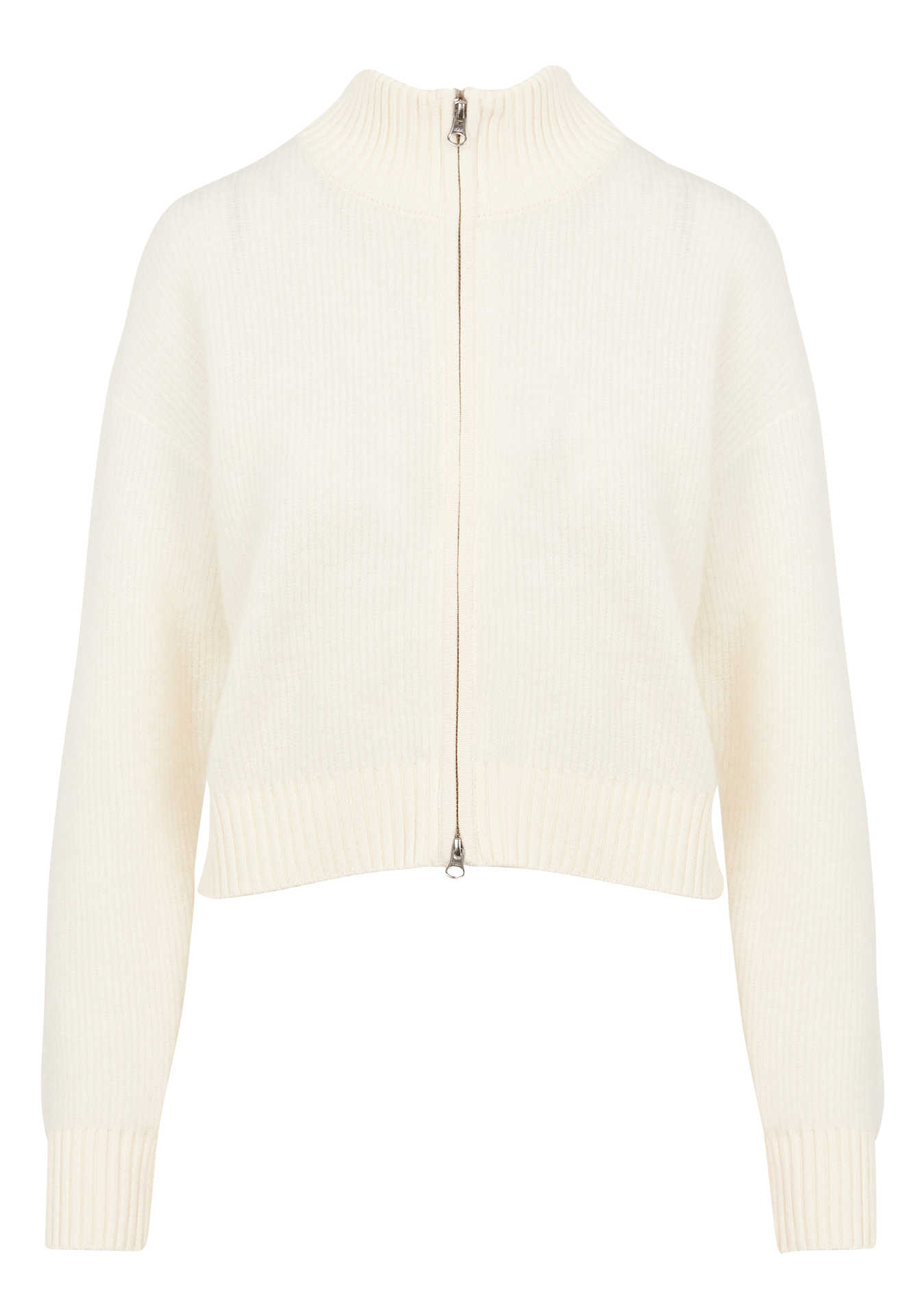 JEANNE - Pull col montant zippé en laine mélangée | Beige