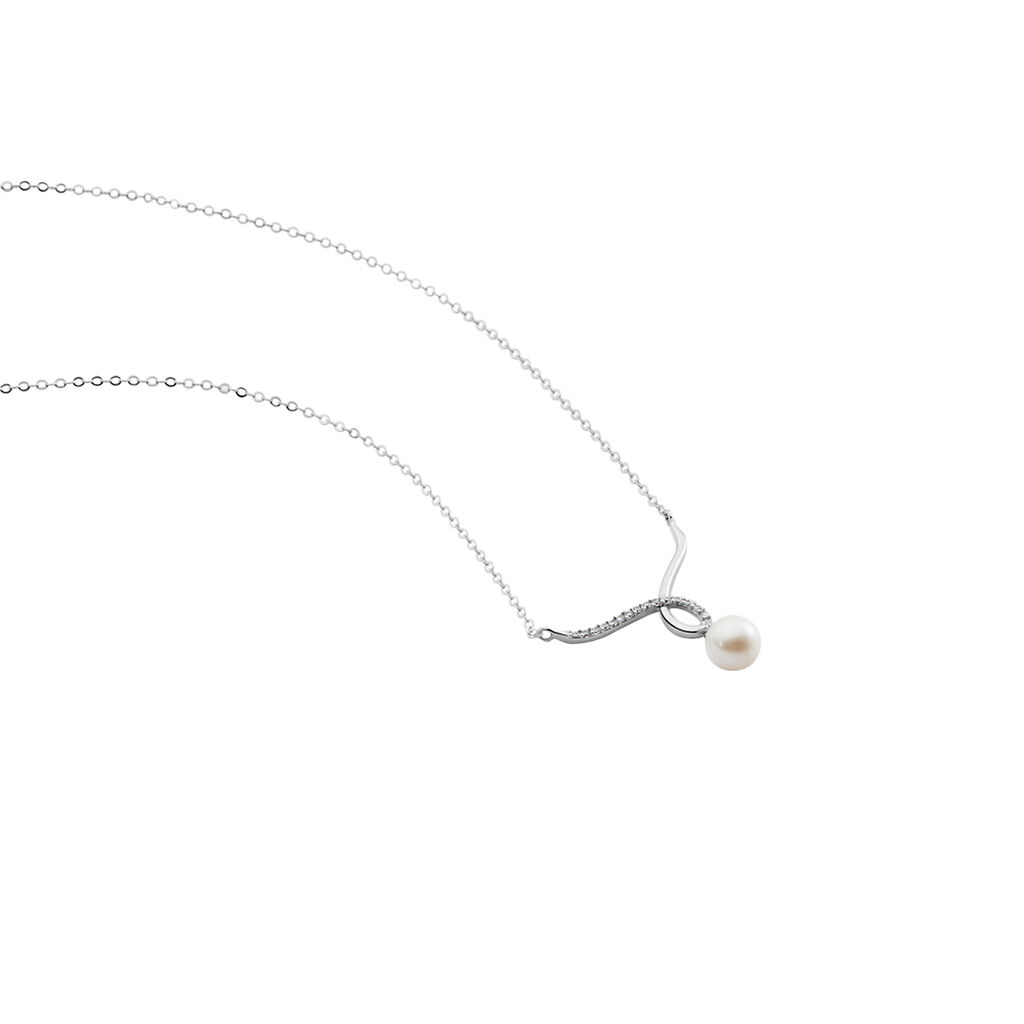 Collier Or Blanc Proximae Perle De Culture Oxydes De Zirconium