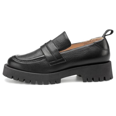 Damenloafer Leder, Schwarz