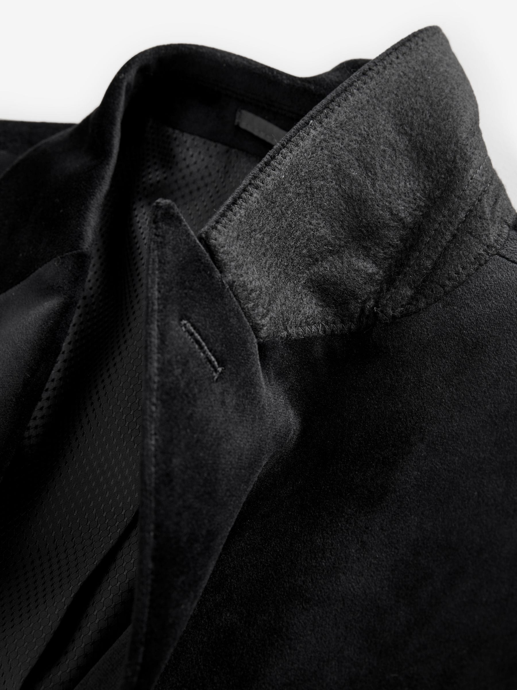 Zwart - Slim Fit - Velvet blazer met zelfrevers