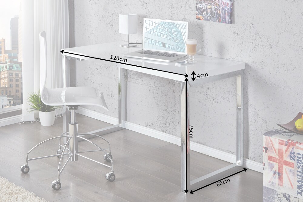 riess-ambiente Schreibtisch WHITE DESK - 120cm weiß Hochglanz Bürotisch modern