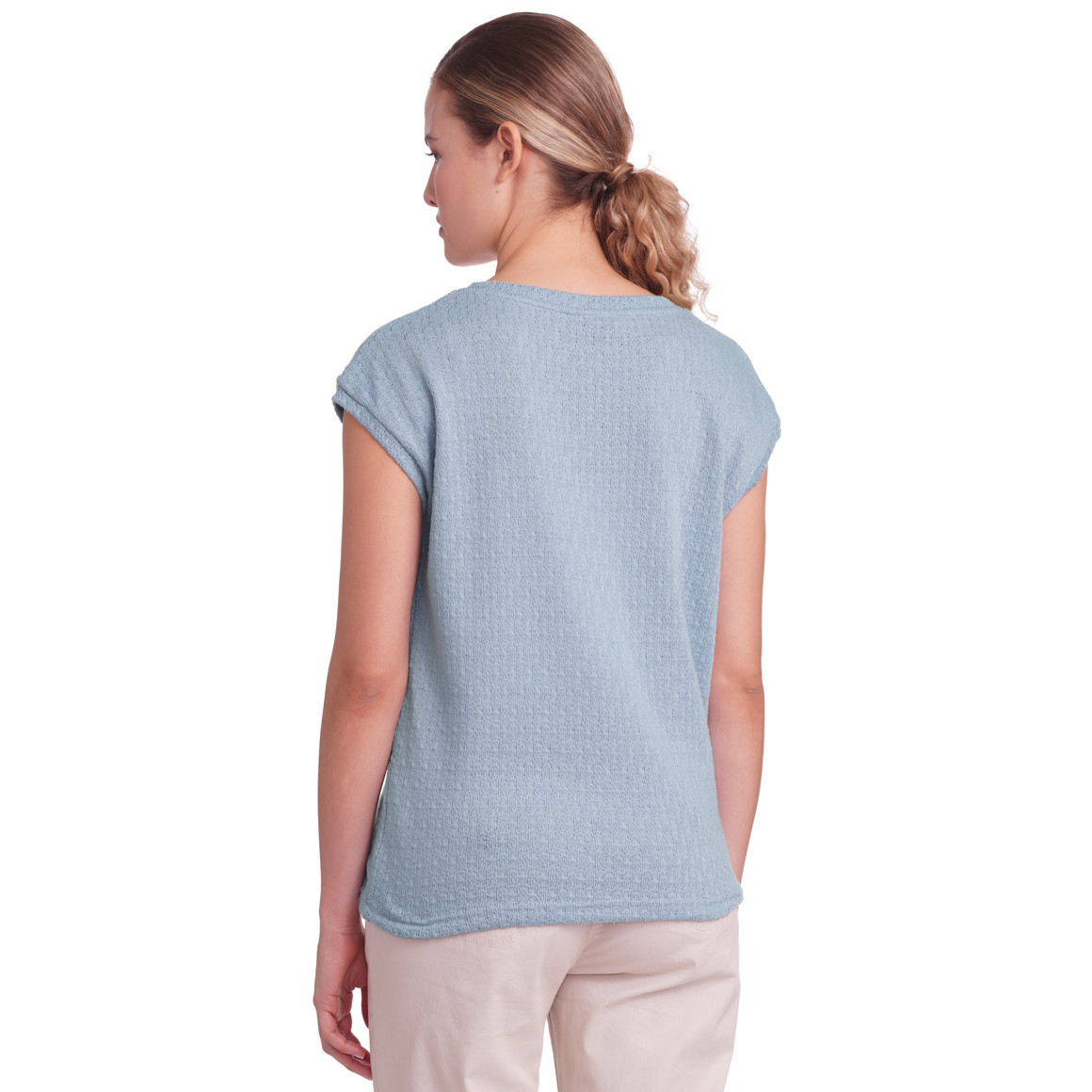 Gina Damen T-Shirt mit Knotendetail blau