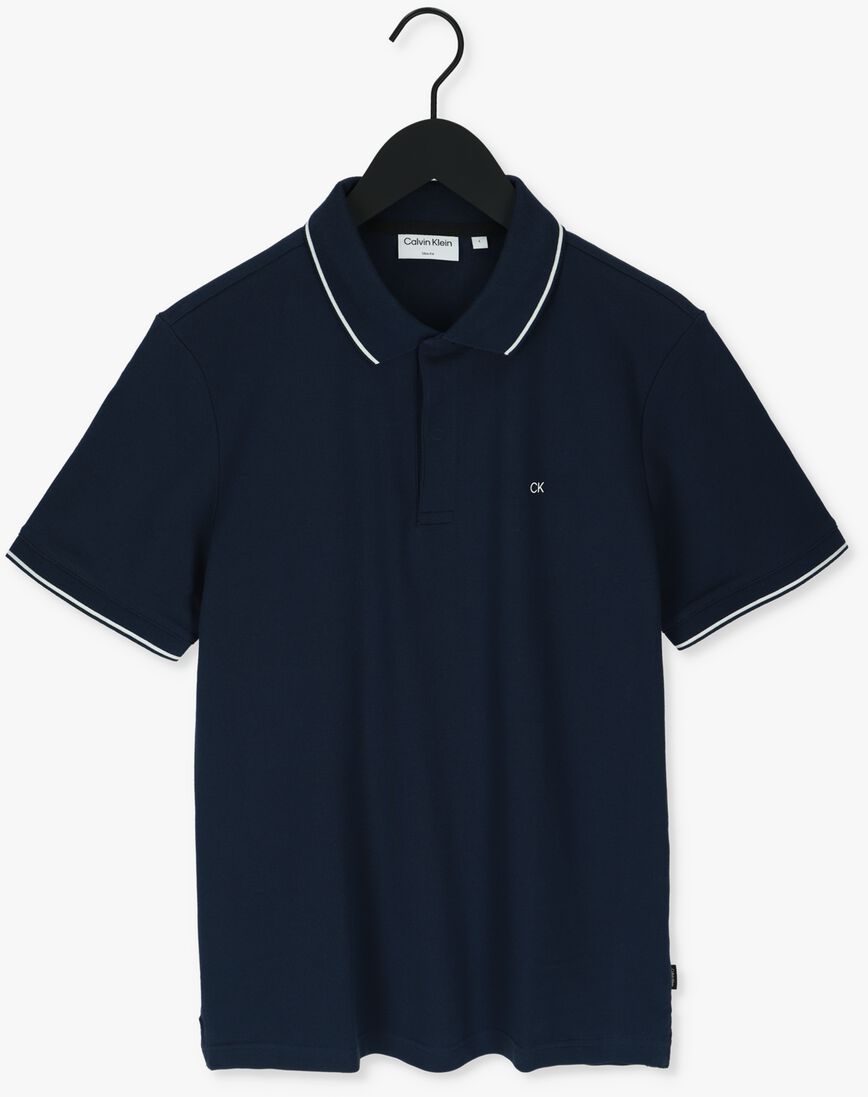 CALVIN KLEIN donkerblauwe calvin klein polo stretch pique tipping slim polo