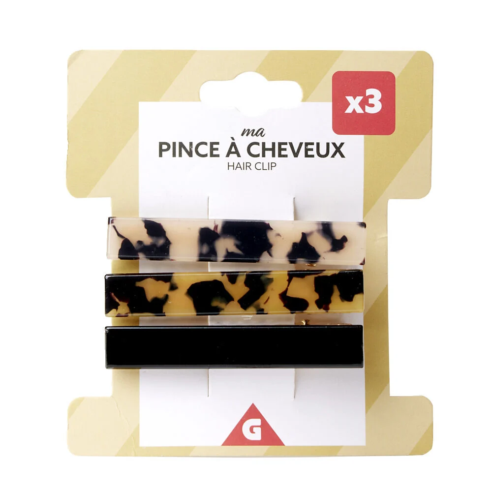 Pince à cheveux x3 motif écaille de tortue L6,5cm
