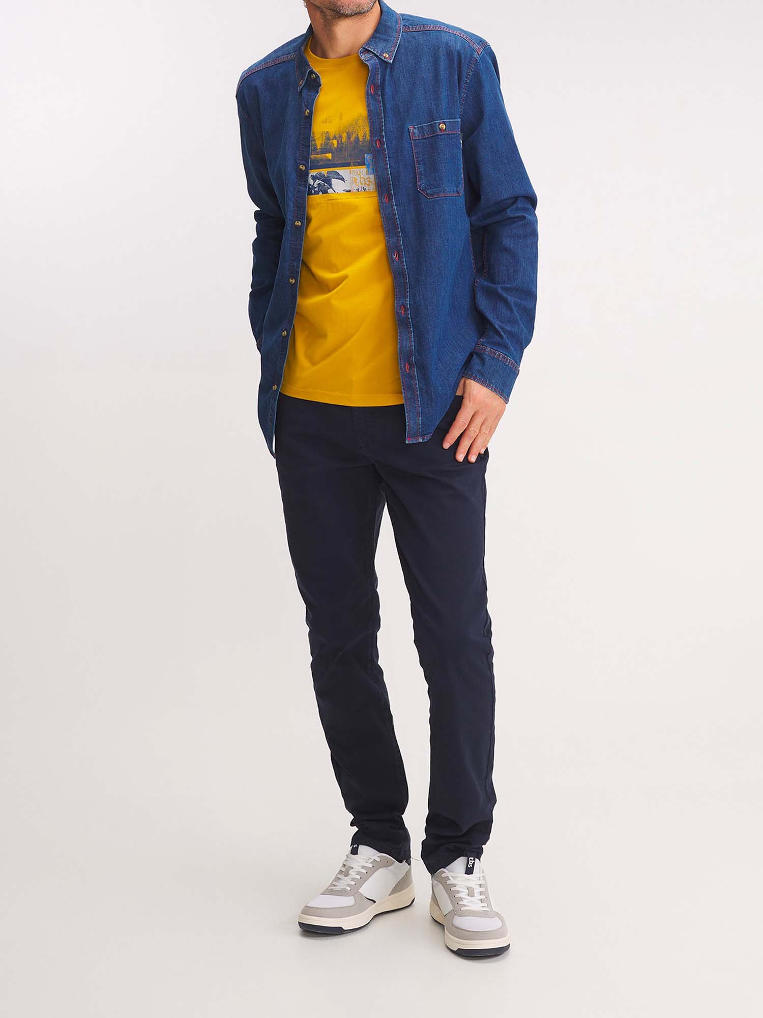 Chemise Homme En Denim Bleu