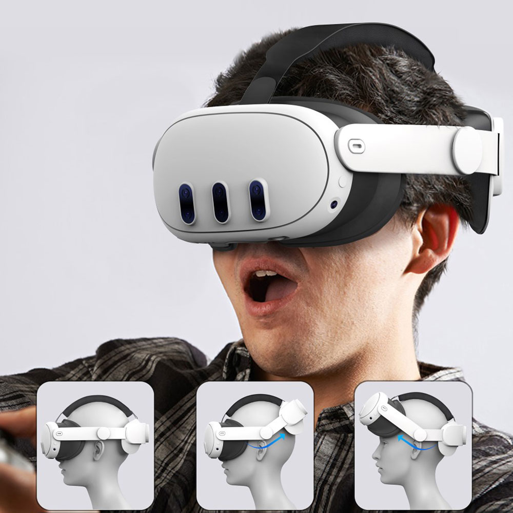 Meta Quest / Oculus Quest 3 Verstellbares Kopfband Schutzriemen zur Druckreduzierung (Grössenverstellbar) - Weiss