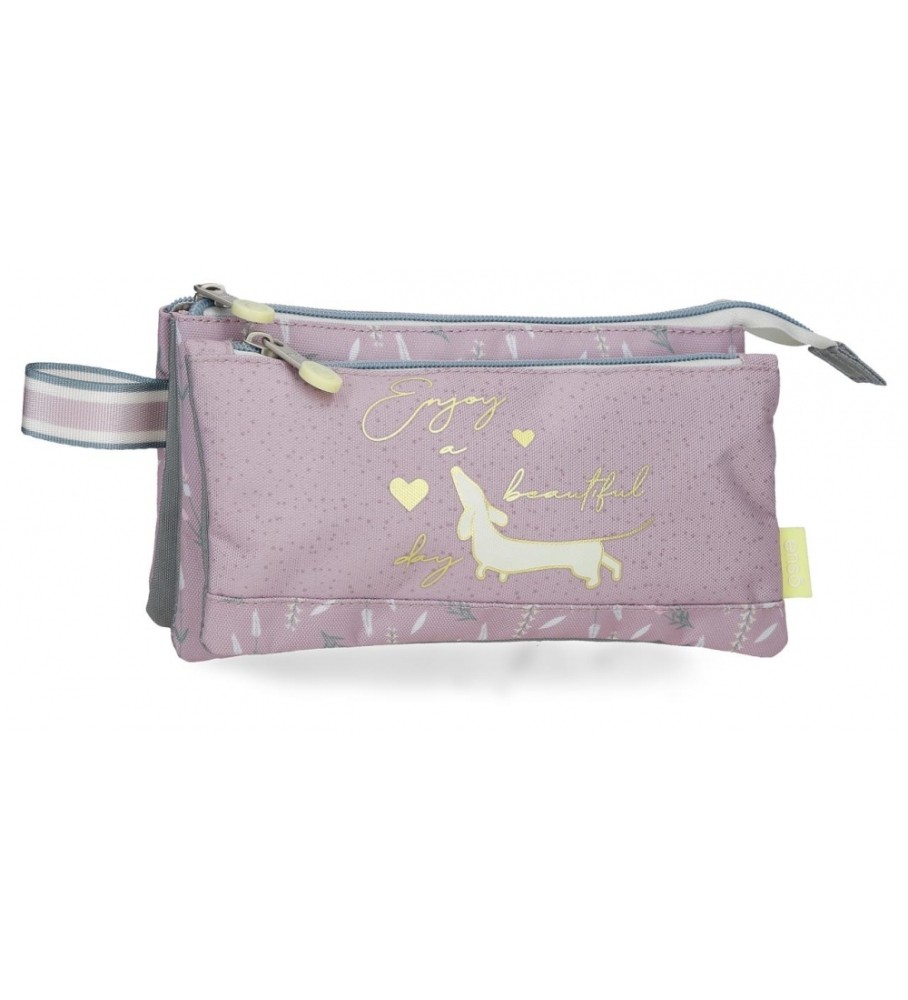 Estojo para lápis Enso Beautiful Day com três compartimentos, roxo