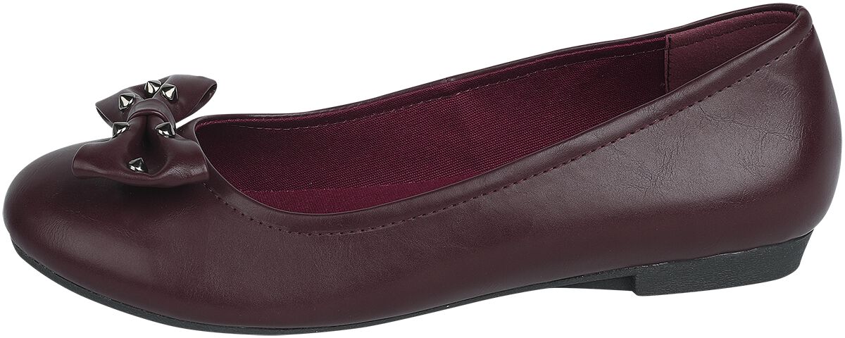 Ballerines Rouge Foncé avec Nœud & Clous | Rock Rebel by EMP Ballerines