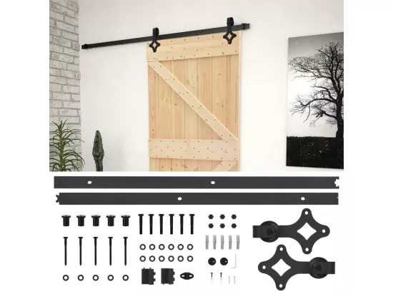 Porte coulissante avec kit de quincaillerie 80x210cm Pin massif