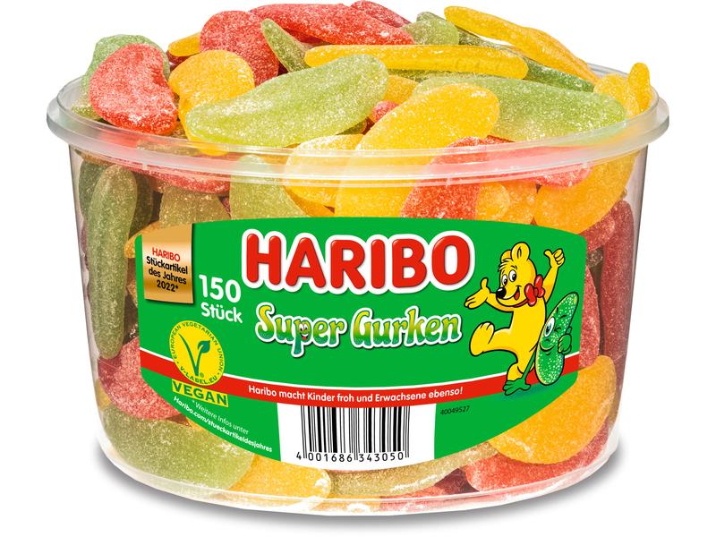 Haribo Gummibonbons Super Gurken 150 Stück Feine Kaubonbons zum Naschen und Teilen
