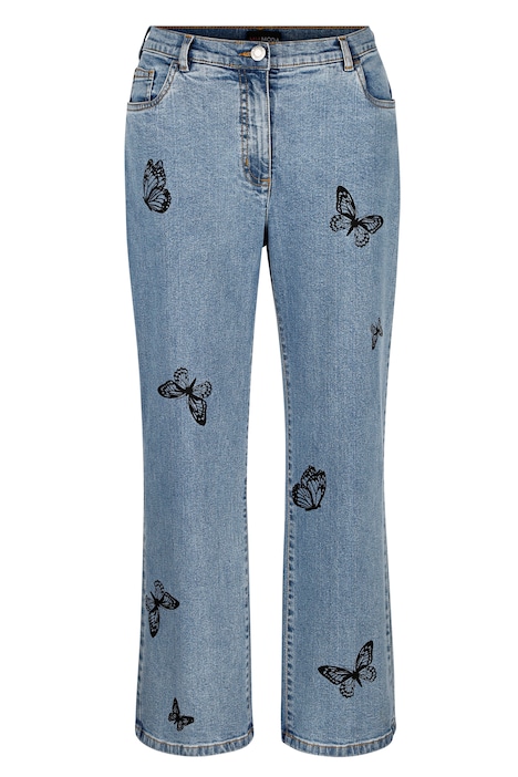 7/8-Jeans, Straight Fit, Schmetterlinge, 5-Pocket