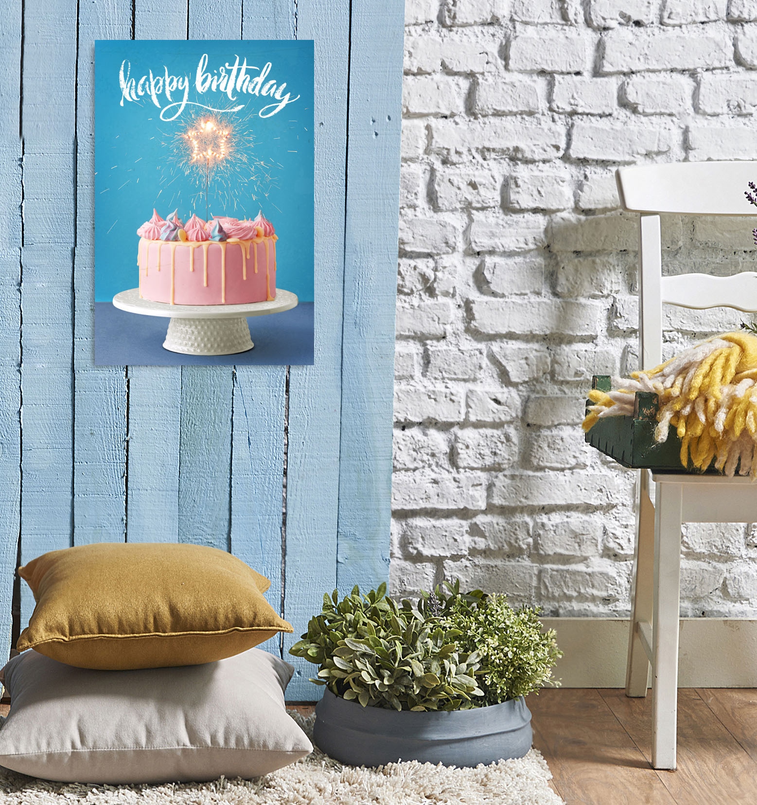 queence Metallbild »Happy Birthday« Schriftzug | Sprüche 1 Stk. tlg. Stahlschild, Blechschild, Sprüche, Texte, Geburtstag