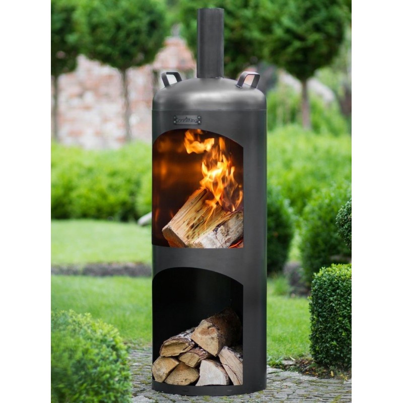 Cheminée d’extérieur cylindrique en acier faro 40x40x132 cm